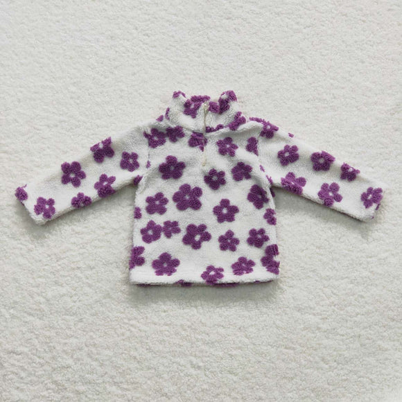 GT0265-new style purple floral Furry sherpa