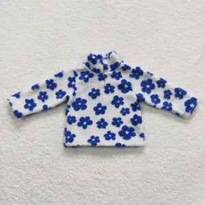 GT0267-- new style blue floral Furry sherpa