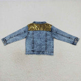 sequins fashion girl blue denim jacket