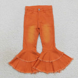 new style orange denim bell bottoms