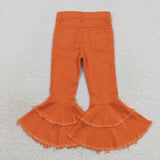 new style orange denim bell bottoms