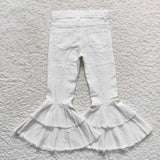 new style white Ripped denim bell bottoms