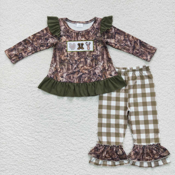 GLP0644-- embroidered Turkey&Boots& deer girls outfits