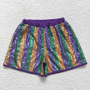 SS0119--Adult purple stripes shorts
