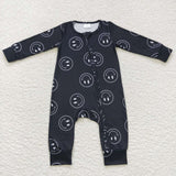 LR0654-- BLACK smile long sleeve zip sleeper