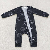 LR0654-- BLACK smile long sleeve zip sleeper