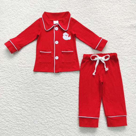 BLP0295-- embroidered Christmas cotton red outfits pajamas