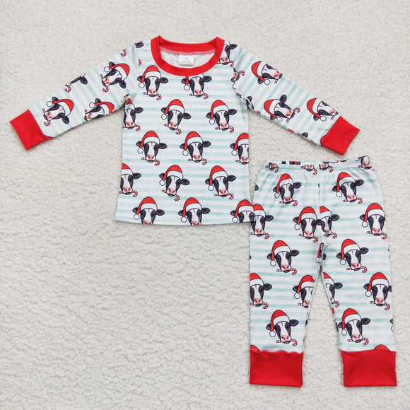 BLP0356-- Christmas cow long sleeve boy pajamas outfits
