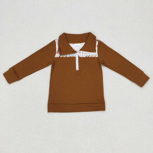 BT0328--- long sleeve skull brown boys pullover