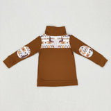 BT0328--- long sleeve skull brown boys pullover