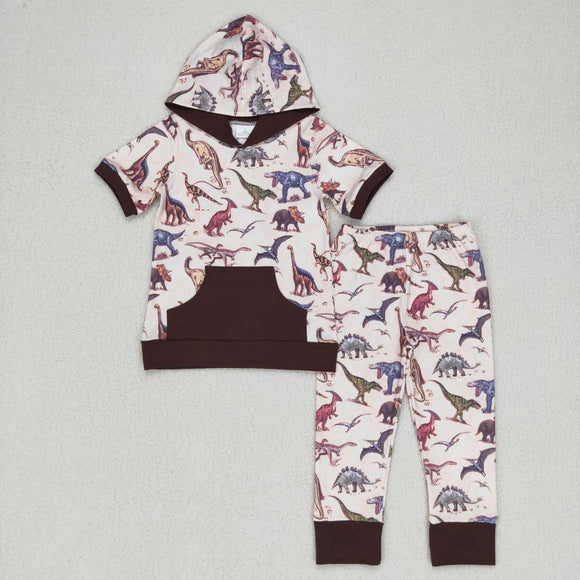 BSPO0152-- Dinosaur short sleeve hoodies boy outfits