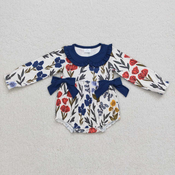 LR0697--long sleeve floral navy baby bubble