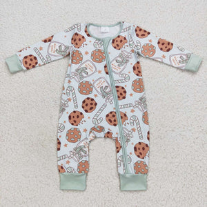 LR0631--long sleeve milk sand cookies zip sleeper