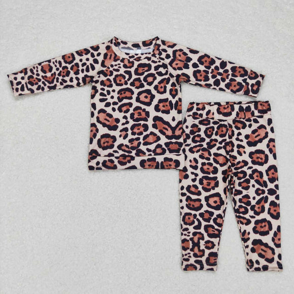 BLP0358--long sleeve leopard pajamas outfits