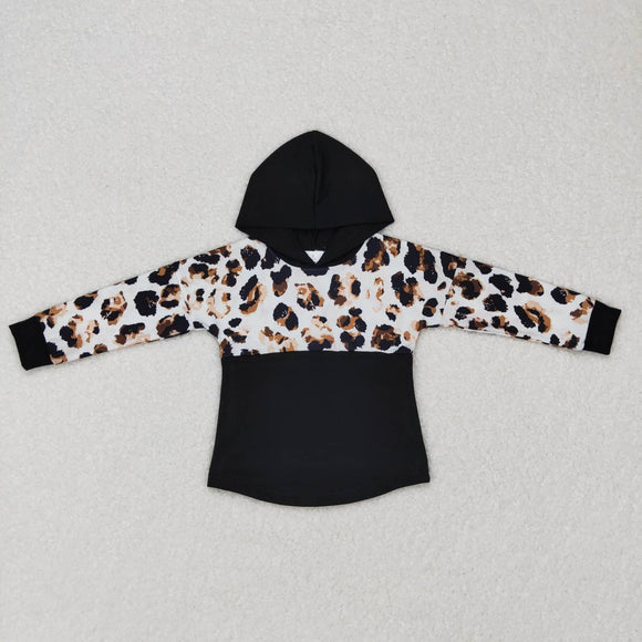 BT0368-- long sleeve leopard black hoodie