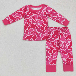 GLP0801--long sleeve pink camouflage pajamas outfits