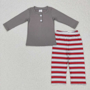 BLP0391--grey and red stripe pants pajamas clothing