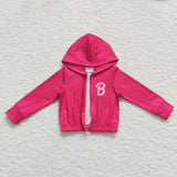 GT0330--new style long sleeve zip pink coat