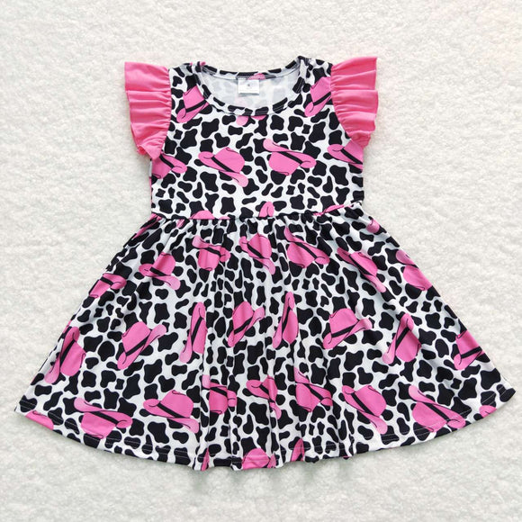 GSD0195--western leopard hat pink girls dress