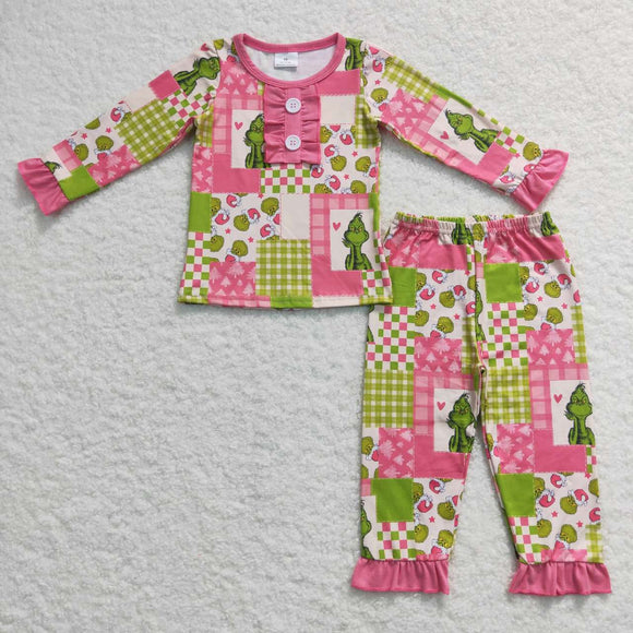 GLP0846-- long sleeve Christmas cartoon milk silk girls pajamas