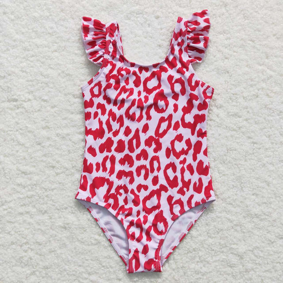 S0155--leopard pink One-piece swimsuit