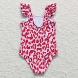 S0155--leopard pink One-piece swimsuit