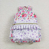 BA0101--High quality  purle floral print backpack