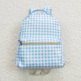 BA0087--High quality blue plaid print backpack