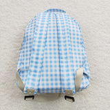 BA0087--High quality blue plaid print backpack