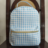 BA0087--High quality blue plaid print backpack