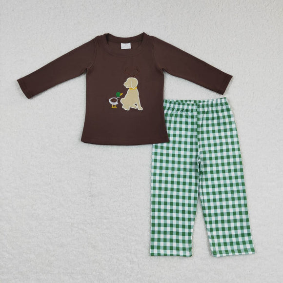 BLP0293---embroidered Mallard & dog boy outfits