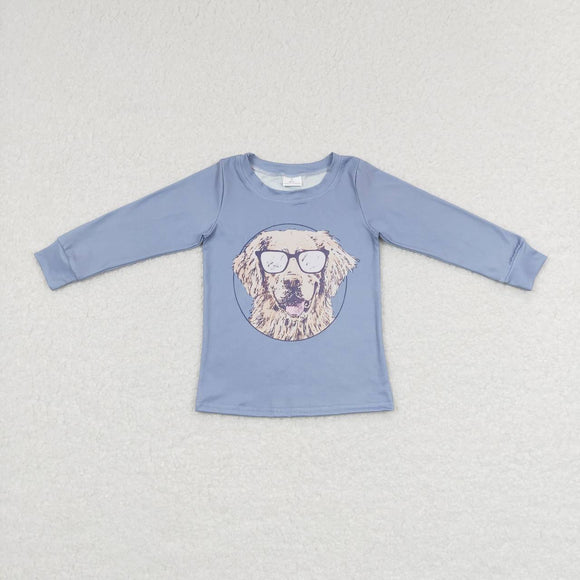BT0391-- long sleeve dog with glasses boy top
