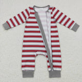 LR0748-- long sleeve red striped romper