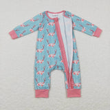 LR0712--long sleeve Ox horn and floral zip sleeper