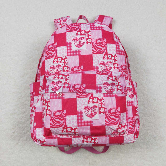 BA0114---High quality cartoon barbie pink print backpack