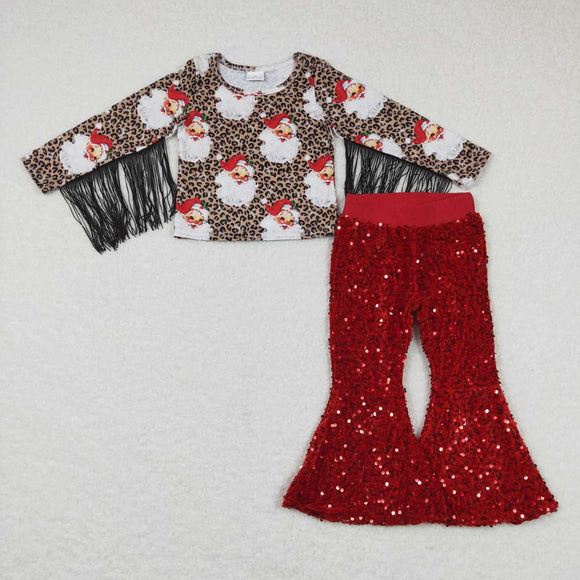 pre order Christmas Santa top + red sequin pants outfits