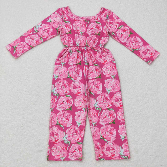 LR0715-- long sleeve pink floral jumpsuit