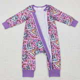 LR0331--long sleeve cartoon blue dog zip romper