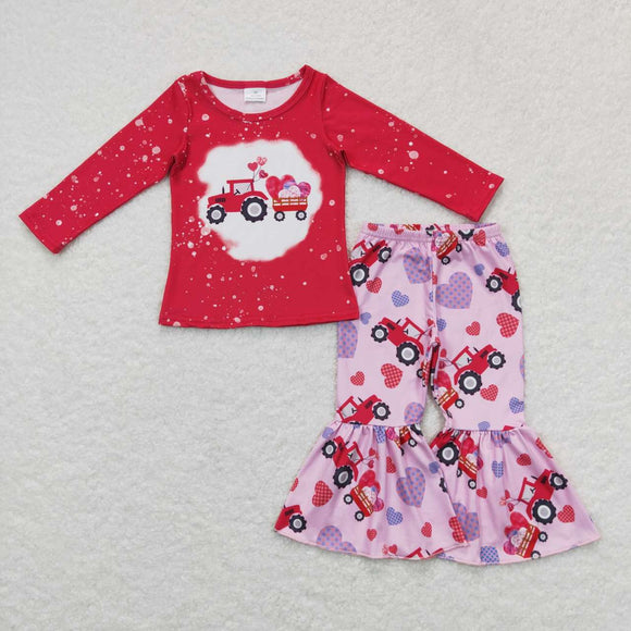 GLP0902--Valentine's Day long sleeve tractor pink girls outfits