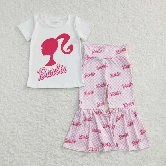 GSPO0876-- white cartoon pink girls outfits