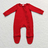 LR0550-- long sleeve red girls zip sleeper