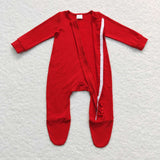 LR0550-- long sleeve red girls zip sleeper