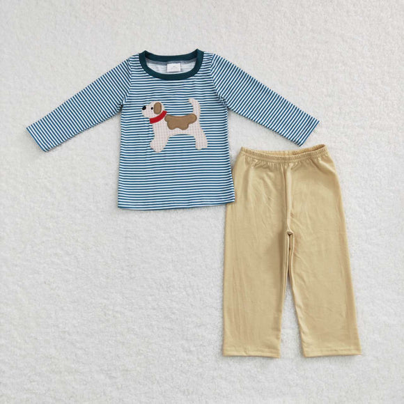 BLP0380-- long sleeve embroidered dog boys outfits