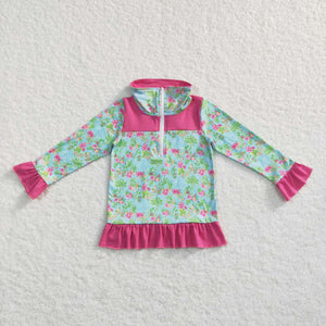 GT0299--long sleeve floral pink pullover