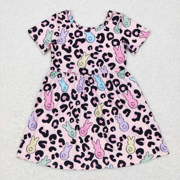 GSD0508--short sleeve Easter leopard girl dress
