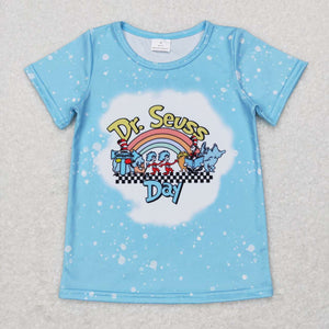 GT0365--short sleeve CARTOON blue top