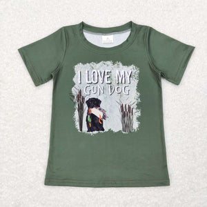 BT0413--short sleeve L LOVE MY GUN DOG top