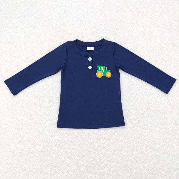 GT0355-- long sleeve embroidered cotton tractor T- shirt
