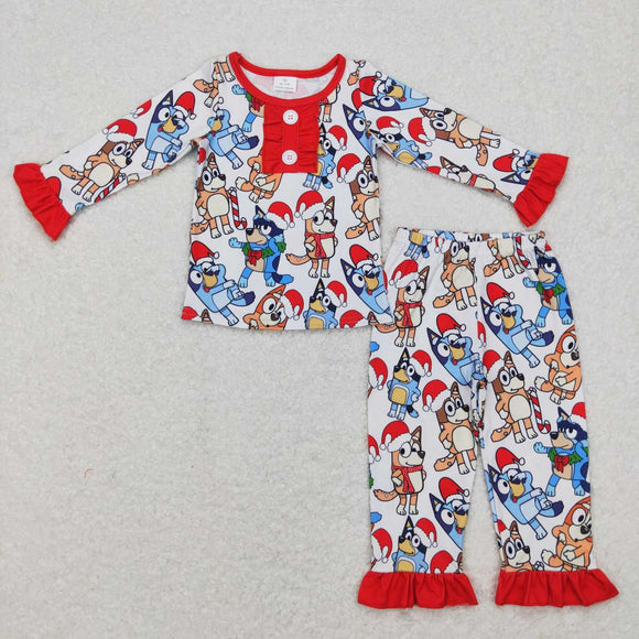 GLP0984--- long sleeve Christmas cartoon dog girls pajamas