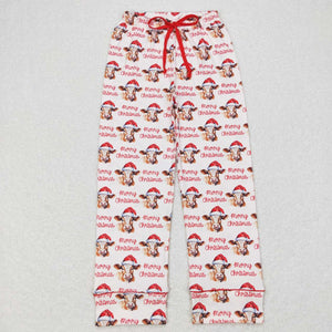 P0321--Adult merry Christmas cow pants